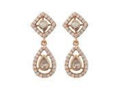 Dlux Jewels Rose Plated Sterling Silver Post Earrings Teardrop Round White Cubic Zirconia 0.98 in.
