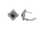 Dlux Jewels SR BLUE Silver Blue Square Earrings