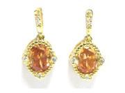 Dlux Jewels Gold Plated Sterling Silver Champagne Cubic Zirconia Earrings