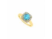 Fine Jewelry Vault UBUNR84658AGVYCZBT Blue Topaz CZ Square Halo Fashion Engagement Ring in 18K Yellow Gold Vermeil 15 Stones
