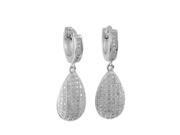 Dlux Jewels Sterling Silver Cubic Zirconia Pave Teardrop Hoop Earrings