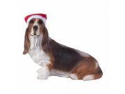 Sandicast XSO07103 Basset Hound With Santa Hat Christmas Ornament Sculpture