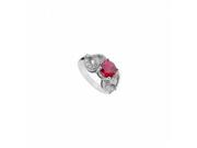 Fine Jewelry Vault UBUK953AGCZR Created Ruby CZ Ring 925 Sterling Silver 2.55 CT 18 Stones