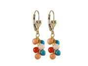 Dlux Jewels Coral 4 mm Balls In Bunch Dangling on Gold Filled Heart Lever Back Earrings 1.26