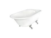 World Imports 297697 67 in. Cast Iron Roll Top Tub Less Faucet Holes White Satin Nickel