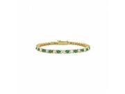 Fine Jewelry Vault UBUBR14YRD131150CZE Created Emerald CZ Tennis Bracelet With 1.50 CT TGW on 14K Yellow Gold 35 Stones