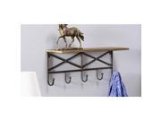 Giftcraft 85517 24 x 6.5 x 9 in. Wood Iron Shelf with Hooks Black