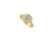 Fine Jewelry Vault UBNR83435AGVYCZ April Birthstone CZ 18K Yellow Gold Vermeil Halo Engagement Ring 1.50 CT TGW