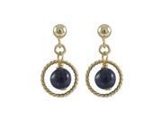 Dlux Jewels Sodalite Blue 6 mm Semi Precious Ball on 10 mm Braided Ring with Gold Filled Ball Post Earrings 0.75 in.