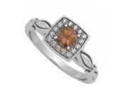 Fine Jewelry Vault UBNR84679AGCZSQ Smoky Quartz CZ Ring in 925 Sterling Silver 16 Stones