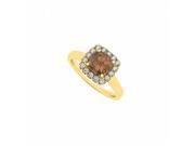 Fine Jewelry Vault UBNR84658AGVYCZSQ Smoky Quartz CZ Square Halo Fashion Engagement Ring in 18K Yellow Gold Vermeil 15 Stones