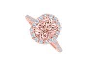 Fine Jewelry Vault UBNR83784P1410X8CZMG Oval Morganite With CZ Halo Engagement Ring 16 Stones