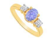 Fine Jewelry Vault UBUNR83437Y149X7CZTZ Oval Tanzanite CZ Three Stone Engagement Ring 2 Stones