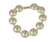 Dlux Jewels Two Tone Gold Plated Brass 14 mm Circles with Cubic Zirconia Bracelet