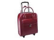 McKlein 97696 15.6 in. Uptown Leather Vertical Wheeled Ladies Briefcase Red 13.5 x 6 x 16 in.