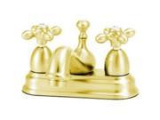 World Imports 106380 4.5 in. Spout Reach Lavatory Faucet with Metal Cross Handles Polished Brass