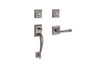 Baldwin DC.NAPXFED.L.TSR.152 Double Cylinder Napa Handleset with Left Hand Federal Lever Traditional Square Rose Matte Antique Nickel