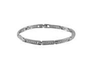 Dlux Jewels Silver Tone White Brass Crystal Bracelet with Foldover Clasp 7 in.