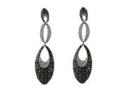 Dlux Jewels Sterling Silver Cubic Zirconia Earrings with Black White Cubic Zirconia
