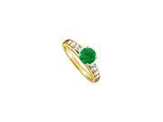 Fine Jewelry Vault UBUNR50864Y14CZE Emerald CZ Engagement Ring in 14K Yellow Gold 6 Stones