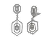 Dlux Jewels Sterling Silver Hexagon Shape Cubic Zirconia Clip Earrings 1.93 in.