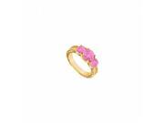 Fine Jewelry Vault UBUJ6480AGVYPS Created Pink Sapphire Three Stone Ring Yellow Gold Vermeil 1.25 CT TGW