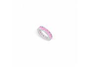 Fine Jewelry Vault UBU14WRD400PS14125 Created Pink Sapphire Eternity Band 14K White Gold 4 CT TGW 16 Stones