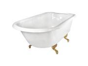 World Imports 403517 Traditional 67 in. Roll Top Tub with Tub Rim Faucet Holes White Polished Brass