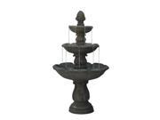 NorthLight 5.5 ft. Smoked Truffle Gray Floral Inspired 3 Tier Outdoor Patio Garden Water Fountain