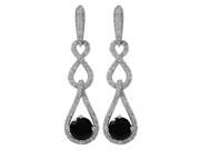 Dlux Jewels Sterling Silver Black Earrings Cubic Zirconia
