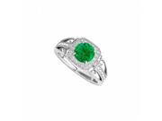 Fine Jewelry Vault UBUNR84682AGCZE Emerald CZ Filigree Design Ring in 925 Sterling Silver 4 Stones