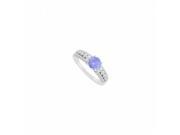 Fine Jewelry Vault UBJS3014AW14DTZ Diamond Natural Tanzanite Engagement Ring in 14K White Gold 1 CT TGW 2 Stones