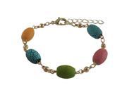 Dlux Jewels Multi Color Stones with Gold Plated Brass Ball Chain Bracelet 16 x 2 in.