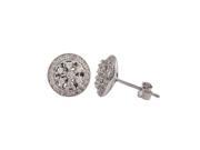 Dlux Jewels Rhodium Plated Sterling Silver Cubic Zirconia 10 mm Round Circle Post Stud Earrings