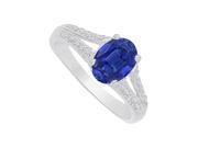 Fine Jewelry Vault UBUNR83136AG9X7CZS Sapphire CZ Split Shank Ring in 925 Sterling Silver 4 Stones