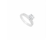 Fine Jewelry Vault UBJS554AW14CZ 14K White Gold Triple CZ Engagement Ring of 0.75 CT