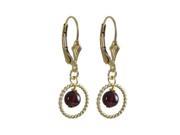 Dlux Jewels Garnet 4 mm Semi Precious Ball 8 mm Braided Ring with 27.5 mm Long Gold Filled Lever Back Earrings
