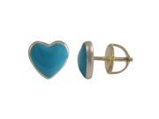 Dlux Jewels Turquoise Enamel 7 x 8 mm Heart Stud with Gold Plated Sterling Silver Post Screen Back Earrings