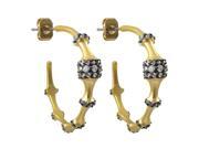 Dlux Jewels Matte Gold Black Plated Cubic Zirconia Hoop Earrings
