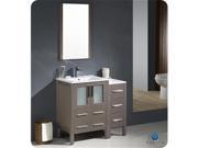 Fresca FVN62 2412GO UNS Fresca Torino Gray Oak Modern Bathroom Vanity with Side Cabinet Integrated Sinks 36 in.