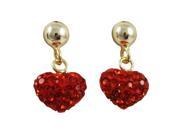 Dlux Jewels red Sterling Silver Gold Red Shamballa Heart Earrings