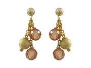 Dlux Jewels Gold Plated Champagne Lazer Ball Post Earrings