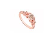 Fine Jewelry Vault UBJS3308AAGVRCZMG Morganite April Birthstone CZ Butterfly Engagement Ring in 14K Rose Gold Vermeil 8 Stones