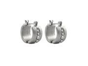 Dlux Jewels Two Tone Matte Silver Crystal Loop Earrings