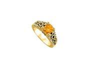 Fine Jewelry Vault UBNR50346AGVYCZCT Citrine CZ Ring in Yellow Gold Vermeil 28 Stones