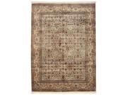 EORC X35903 7.17 x 10 ft. Ivory Hand Knotted Silk Tabriz Rug