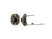 Dlux Jewels Small Dotted Two Toned oval Black Earrings