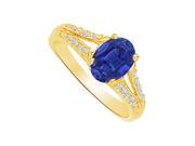 Fine Jewelry Vault UBUNR83136AGVY9X7CZS Sapphire CZ Split Shank Ring in Yellow Gold Vermeil 4 Stones