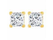 Fine Jewelry Vault UBERS29036Y14CZ Fleur De Lis Princess Cut CZ 14K Yellow Gold Earrings 2 Stones
