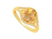 Fine Jewelry Vault UBNR84214AGVY9X7CZCT Citrine CZ Split Shank Ring in Yellow Gold Vermeil 20 Stones